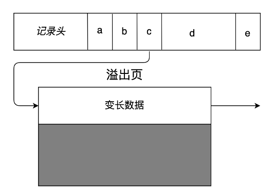 图2-7 用溢出页存放变长字段